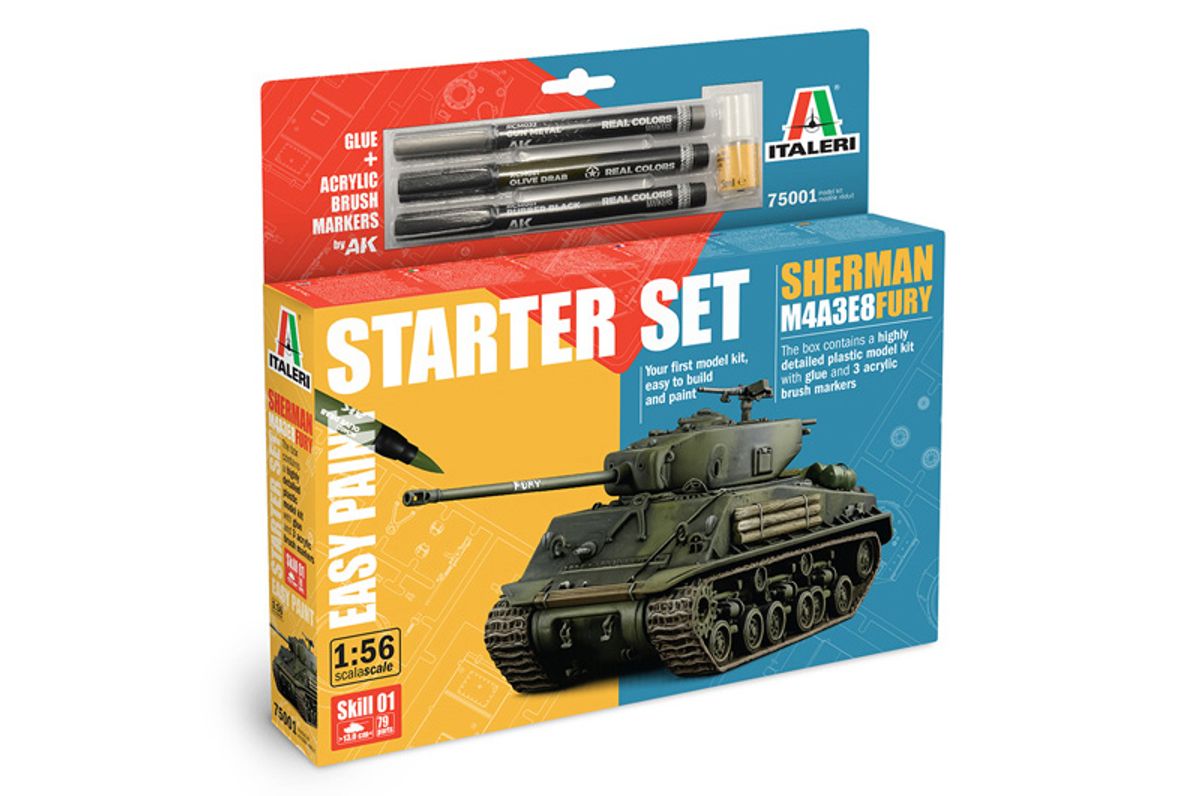 Italeri - 1/56 Starter set, Sherman Fury