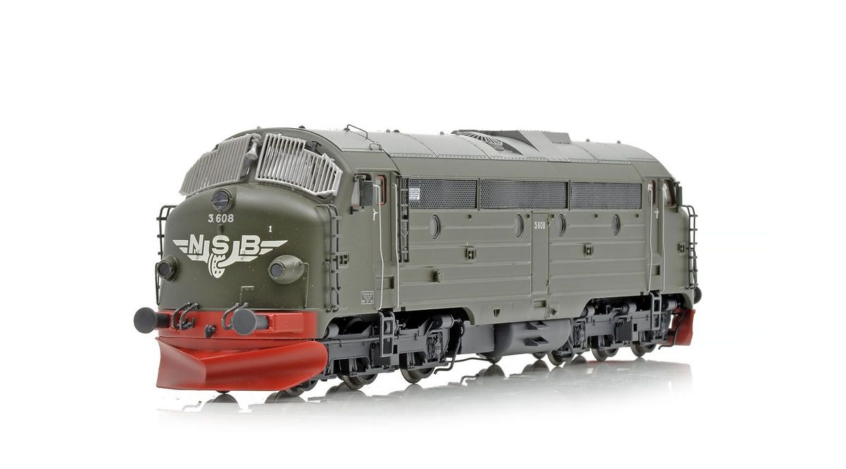 NMJ Topline+ NSB Di3a.608 grønn, gitter og snøploger, DC